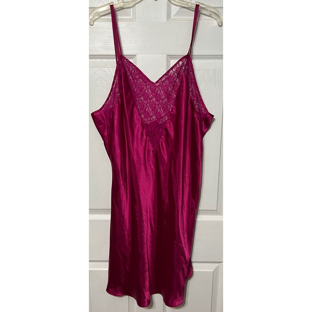Intimate Pleasures Satin‎ Lace Trim Nightie Slip Dress Lingerie Sleep wear 18/20